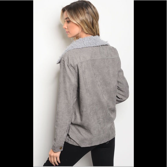Corduroy jacket with faux fur lining - Picture 2 of 4